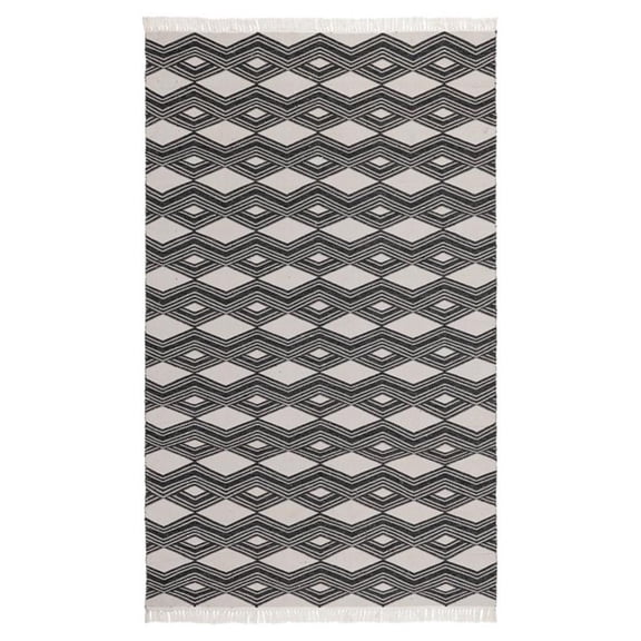 Pemberly Row 24x36" Indoor/Outdoor Fabric Accent Rug in Charcoal