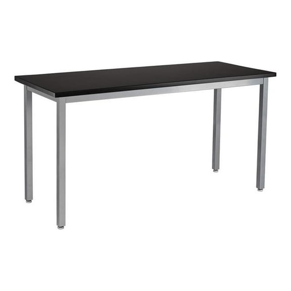Pemberley Row Metal Black Science Lab Table Rectangular Chemical-Resistant 24"x54" Unassembled