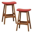 thumbnail image 1 of Pemberly Row 25.25" Mid-Century Wood Counter Stool in Red (Set of 2), 1 of 6