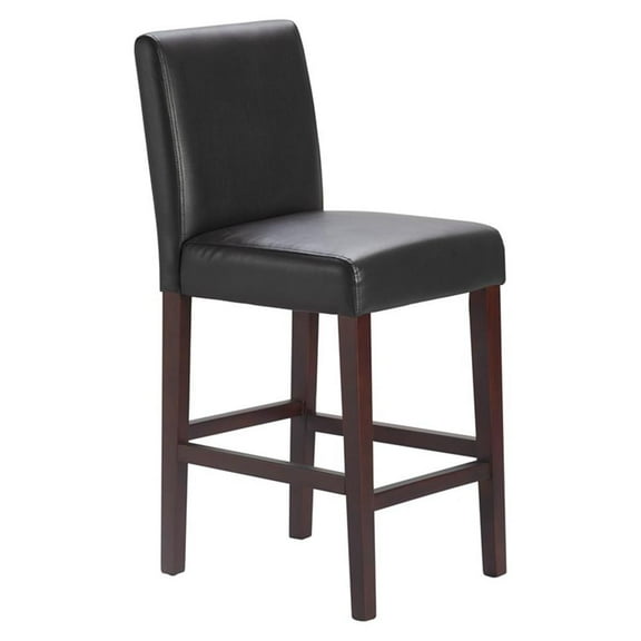 Pemberly Row 25.5" Leather Counter Stool Set of 2 Chocolate Dark Brown