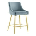 thumbnail image 1 of Pemberly Row 25.5" Velvet Counter Stool with Gold Legs in Light Blue, 1 of 8
