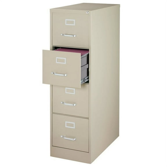 Pemberly Row 25" Deep 4 Drawer Letter File Cabinet in Putty, Fully Assembled
