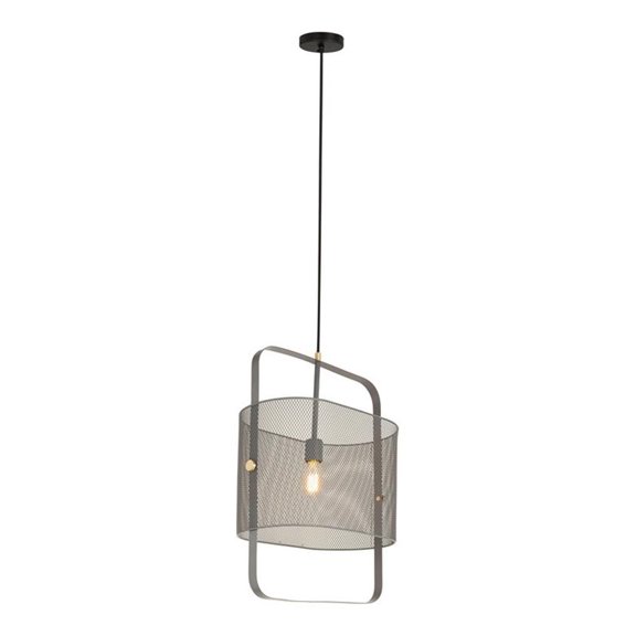 Pemberly Row 25"H Large Transitional Iron Metal Pendant in Gray