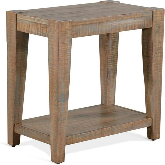 Pemberly Row 25" Modern Mindi Wood Chair Side Table in Weathered Brown