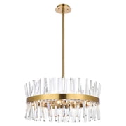 Pemberly Row 25 Round Iron and Crystal Pendant Light in Gold