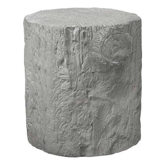 Pemberly Row 25" Round Tree Stump Indoor/Outdoor Accent Table in Gray