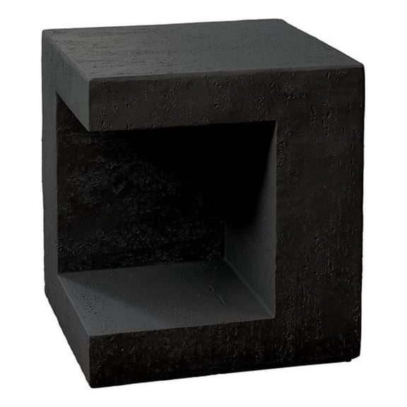 Pemberly Row 25" Square Cube Indoor/Outdoor Accent Table in Black