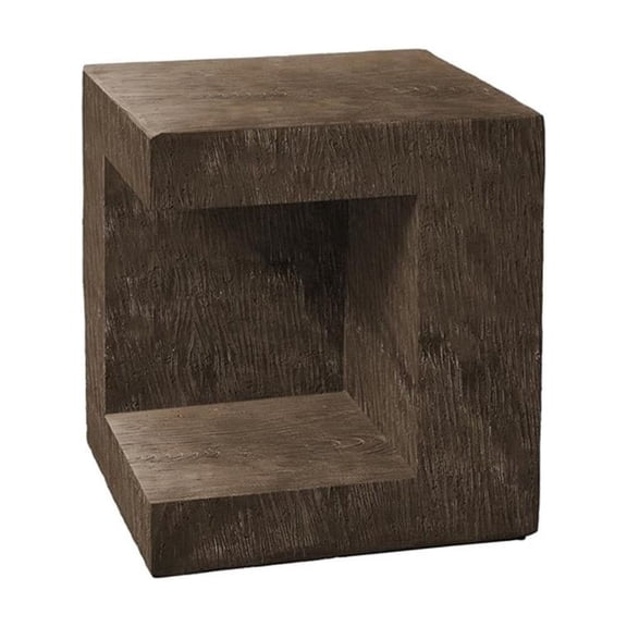 Pemberly Row 25" Square Cube Indoor/Outdoor Accent Table in Walnut