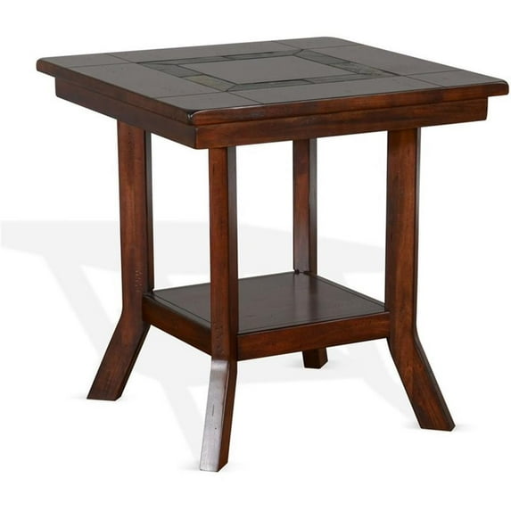 Pemberly Row 25" Traditional Wood End Table in Dark Chocolate