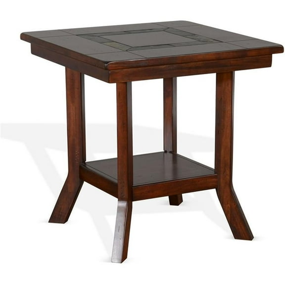 Pemberly Row 25" Traditional Wood End Table in Dark Chocolate