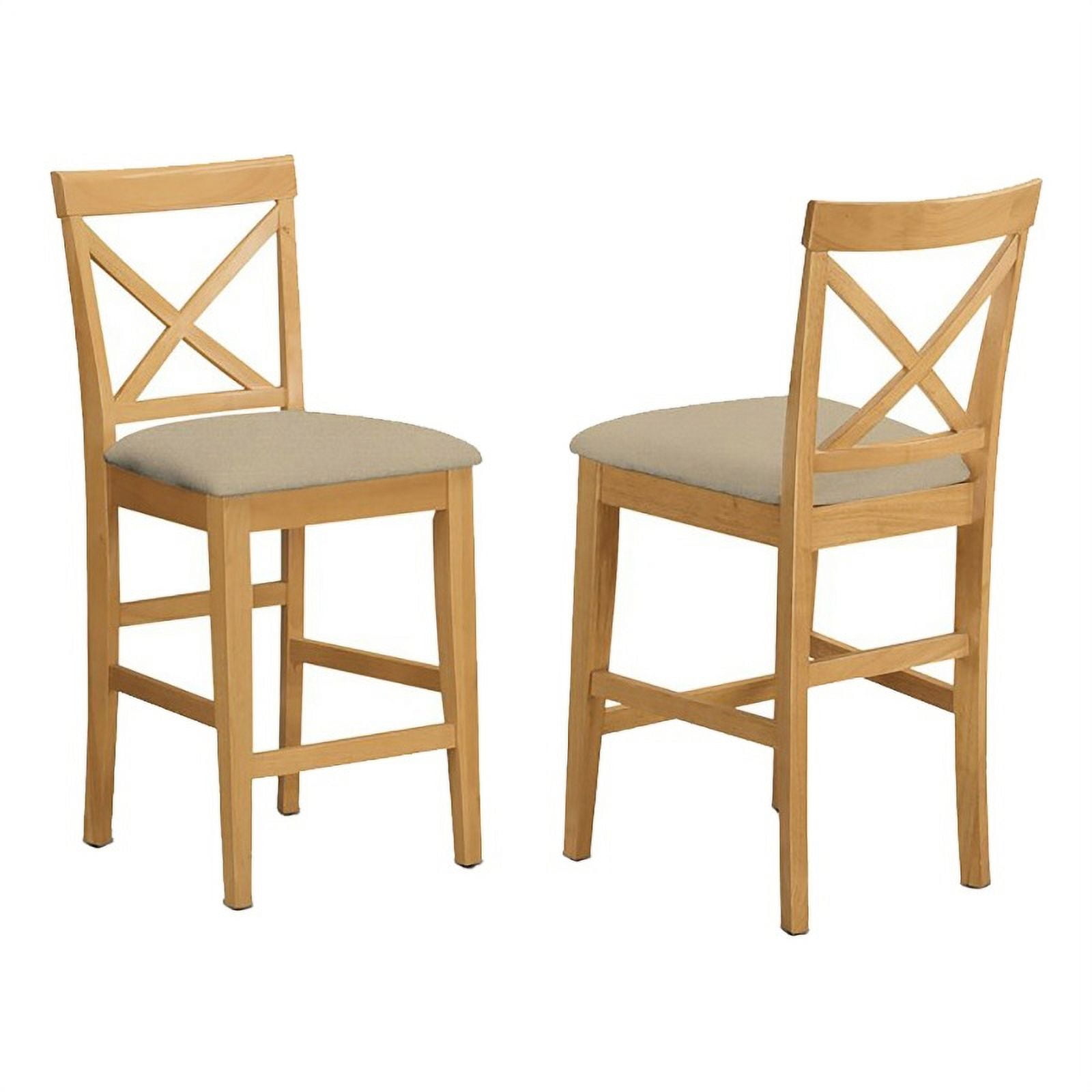 Pemberly Row 25'' Traditional Wood XBack Counter Stool in Oak (Set of