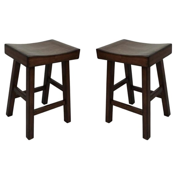 Pemberly Row 25" Wood Counter Stool in Espresso Finish - Set of 2