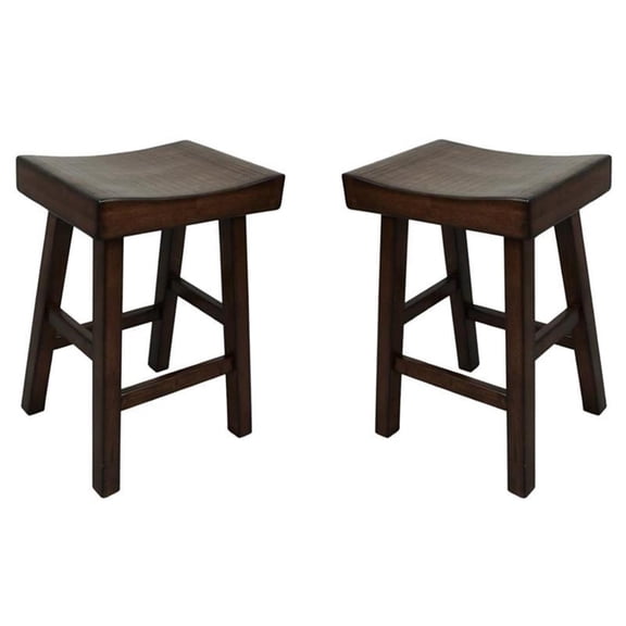 Pemberly Row 25" Wood Counter Stool in Espresso Finish - Set of 2