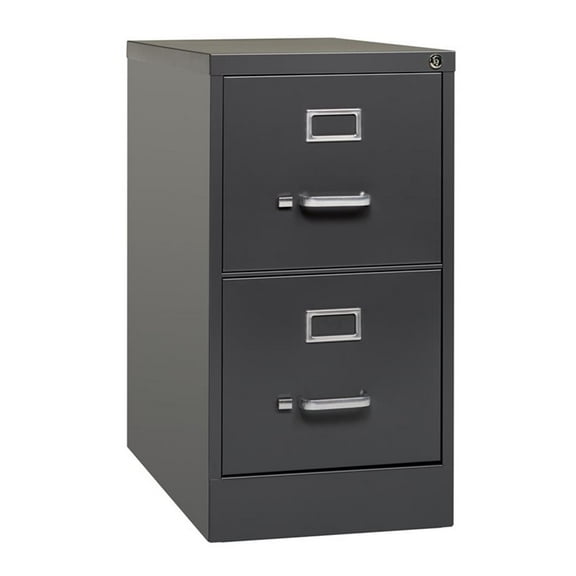 Pemberly Row 26.5" Metal Vertical Filing Cabinet with 2 Drawers in Charcoal