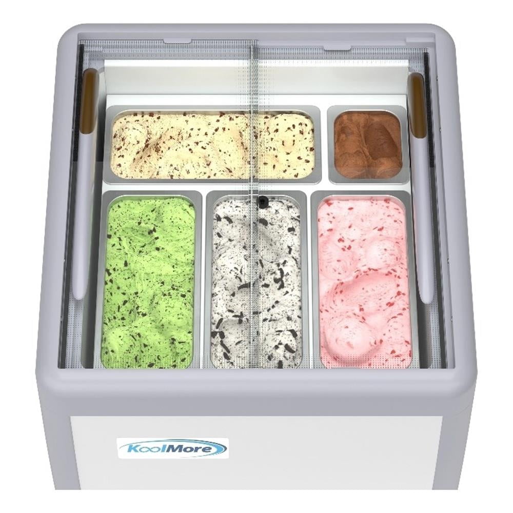 Pemberly Row 26" 6 cu. ft Gelato Dipping Cabinet Display Freezer w/ Sliding Door