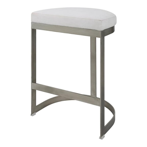 Pemberly Row 26" Contemporary Metal and MDF Backless Counter Stool in Silver
