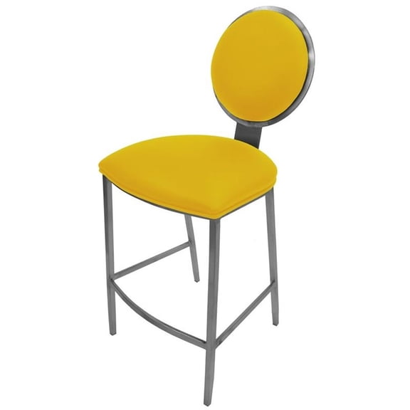Pemberly Row 26" Contemporary Stainless Steel Counter Bar Stool in Yellow