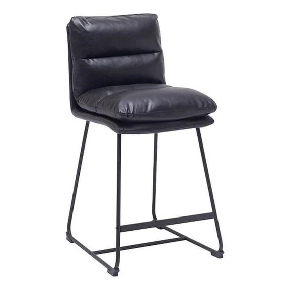 Pemberly Row 26" Counter Stool in Black Faux Leather (Set of 2)