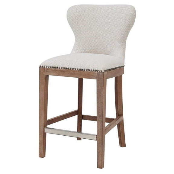 Pemberly Row 26" Fabric Counter Stool in Beige/Cardiff Cream