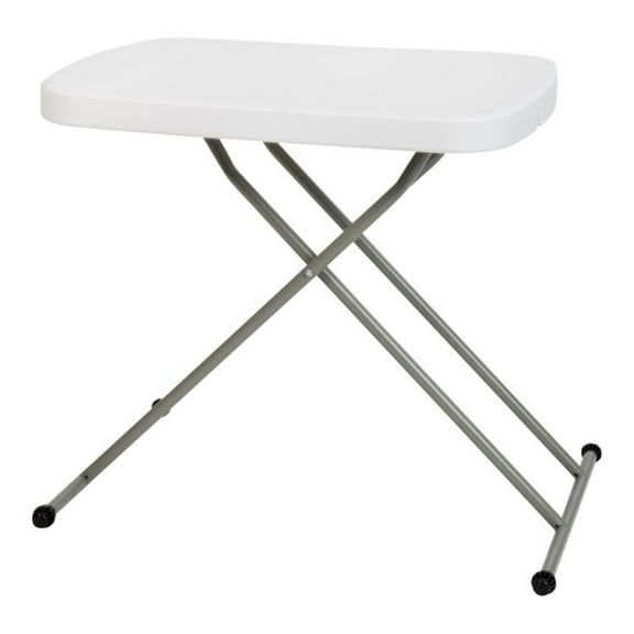 Pemberly Row 26" Plastic Folding TV Tray/Laptop Table in Granite White