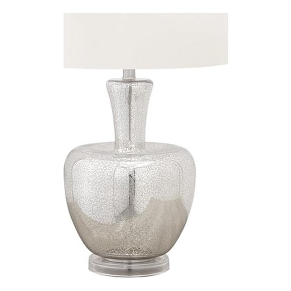 Pemberly Row 26" Silver Mercury Glass Table Lamp with Ivory Fabric Shade