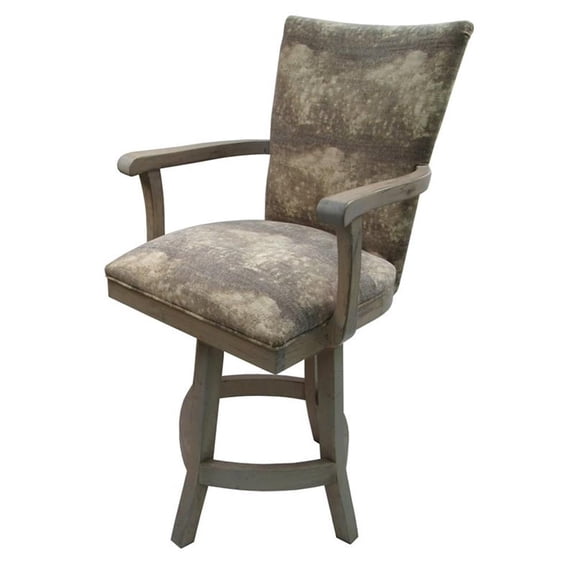 Pemberly Row 26" Swivel Solid Wood Counter Stool in Mountain Brown