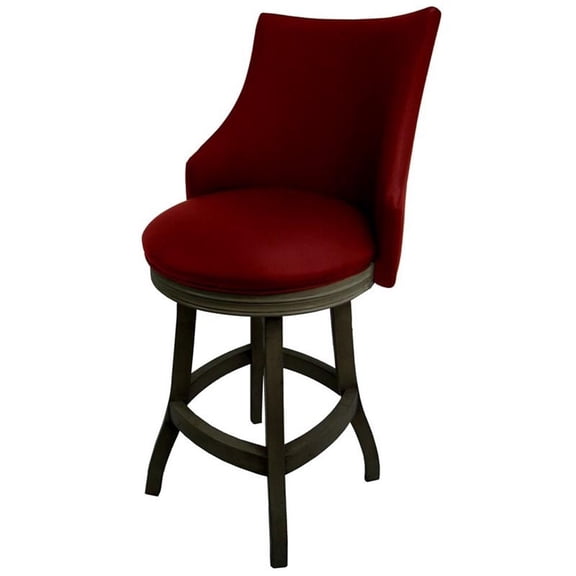 Pemberly Row 26" Swivel Wood Counter Stool in Red & Dark Shadow