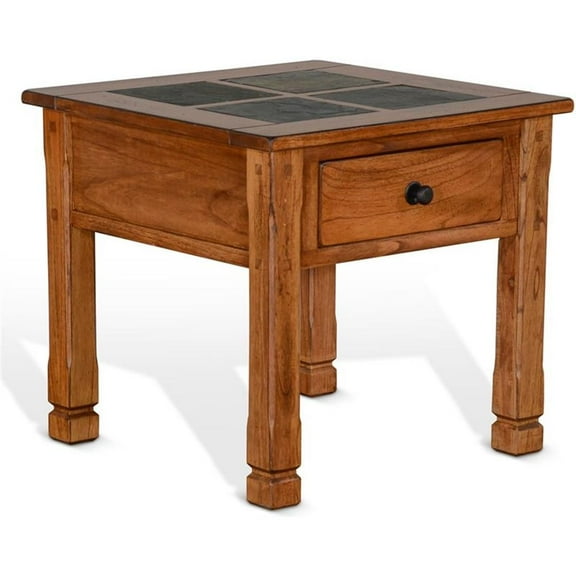 Pemberly Row 26" Transitional Wood End Table in Rustic Oak