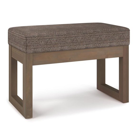 Pemberly Row 26" Wide Tweed Fabric Small Entryway Bench in Mink Brown