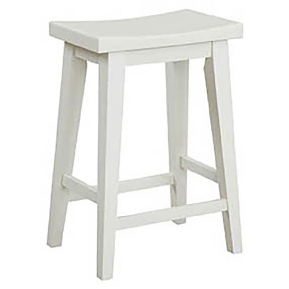 Pemberly Row 26" Wood Backless Counter Stool with Saddle Seat in White