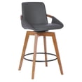 thumbnail image 1 of Pemberly Row 26" Wood/Faux Leather Swivel Counter Stool in Gray/Walnut, 1 of 6