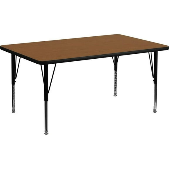 Pemberly Row 26" x 24" X 48" High Pressure Laminate Top Activity Table in Oak