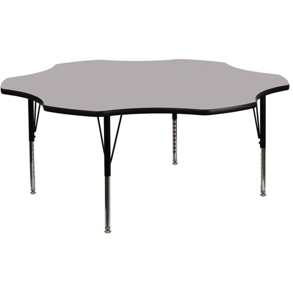 Pemberly Row 26" x 60" Flower Thermal Fused Top Activity Table in Gray