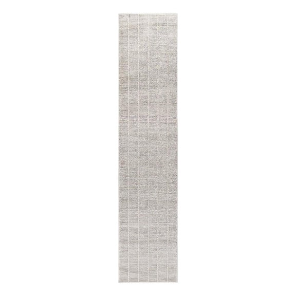 Pemberly Row 26x90" Indoor Contemporary Fabric Rug in Light Gray