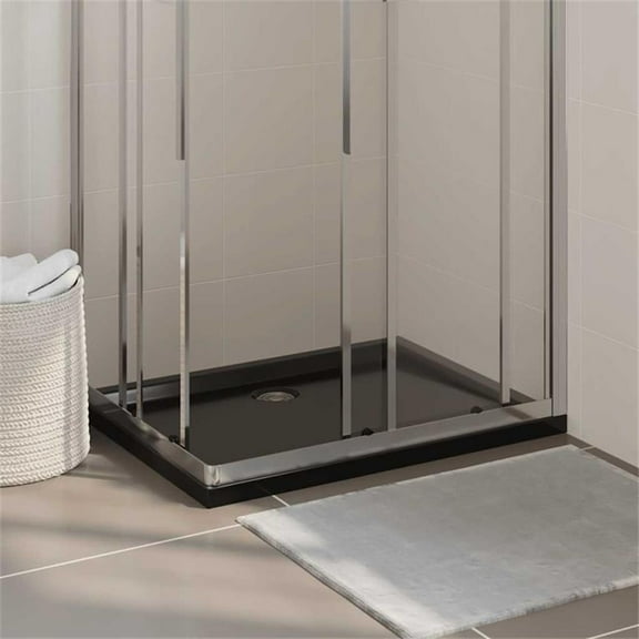 Pemberly Row 27.6"X35.4" Rectangular Abs Shower Base Tray in Black