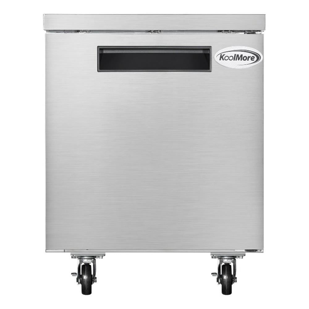 Pemberly Row 27" One-Door Commercial Undercounter Freezer with Casters in Silver