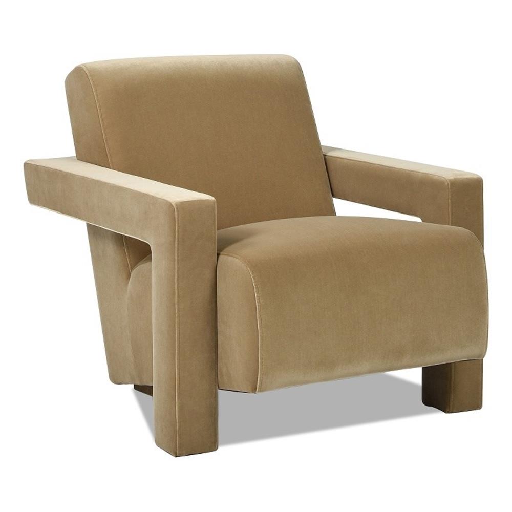 Camel Brown Beige Velvet Upholstered Arm Chair with Solid Wood Frame