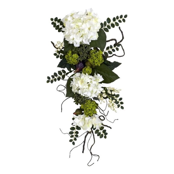 Pemberly Row 28" Hydrangea Teardrop with Delicate Blooms in White