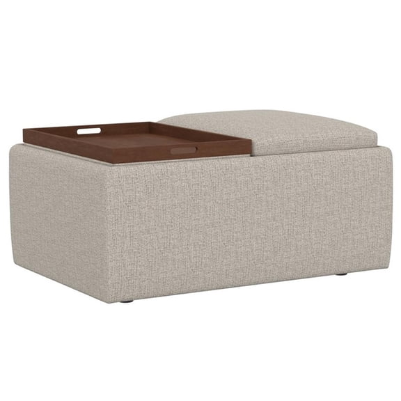 Pemberly Row 28" Reversible Tray Top Storage Ottoman with MDF Frame - Beige Flax