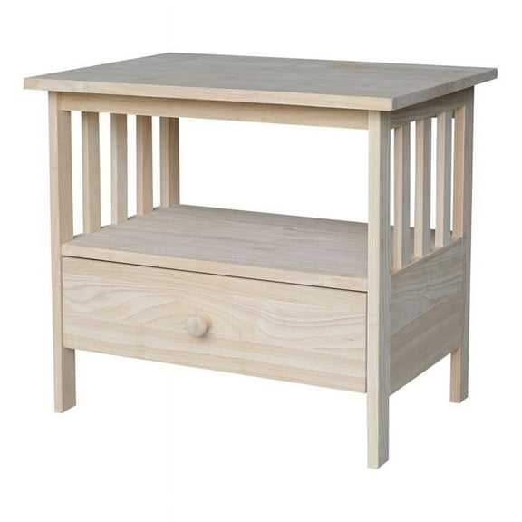 Pemberly Row 28" Traditional Wood Corner TV Stand in Unfinished