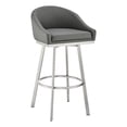 thumbnail image 1 of Pemberly Row 29.5" Metal/Faux Leather Swivel Bar Stool in Gray/Chrome, 1 of 12