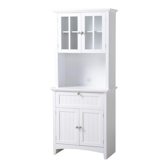 Pemberly Row 29" Farmhouse / Country Wood Buffet and Hutch in White