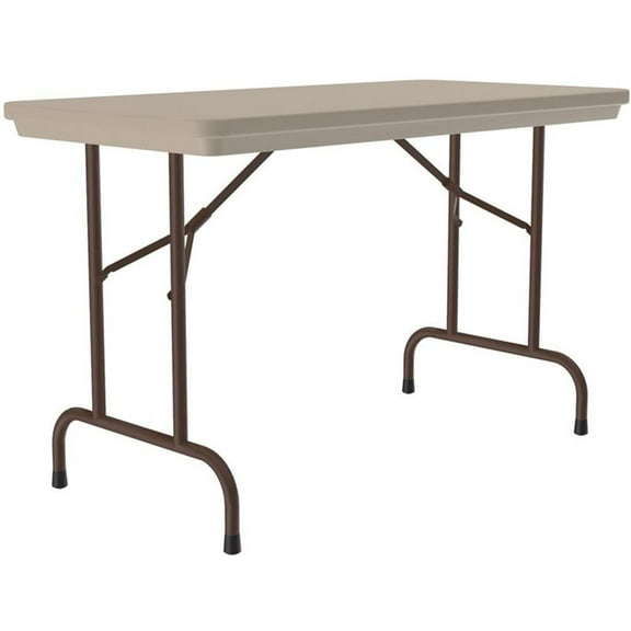 Pemberly Row 29" Metal & Plastic Resin Folding Table in Mocha Granite Gray
