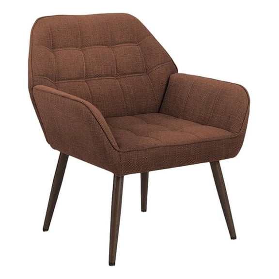 Pemberly Row 29" Upholstered Accent Chair in Rust Fabric with Walnut Legs