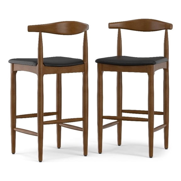 Pemberly Row 29 inch Bar Stool in Black Vegan Faux Leather & Fully Assembled