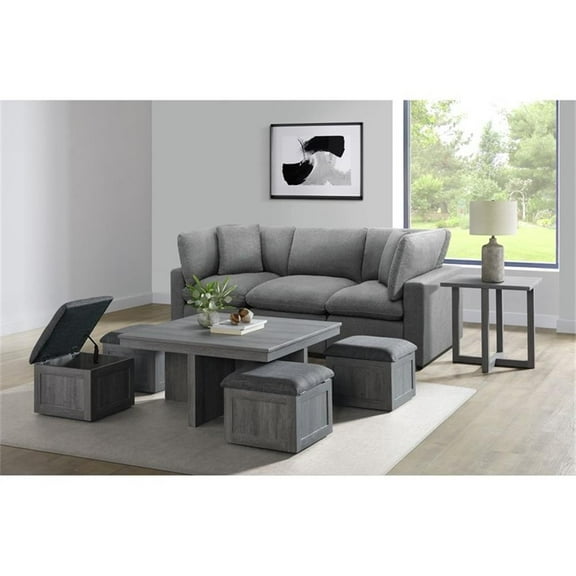 Pemberly Row 2PC Occasional Set of Coffee Table and End Table in Gray
