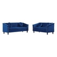 thumbnail image 1 of Pemberly Row 2PCs Blue Modern Velvet Microfiber Living Room Sofa with Pillows, 1 of 6