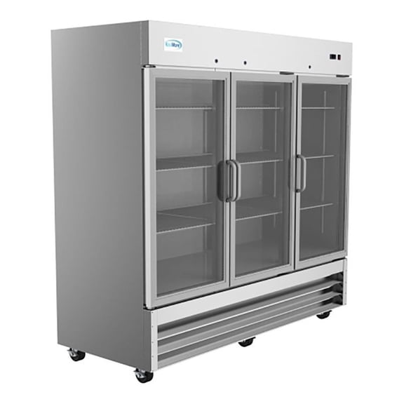 Pemberly Row 3-Door LED Stainless Steel Reach-In Refrigerator Cooler in Silver