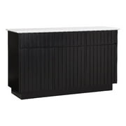 Pemberly Row 3-Door Wood Server with Marble Top in White/Black