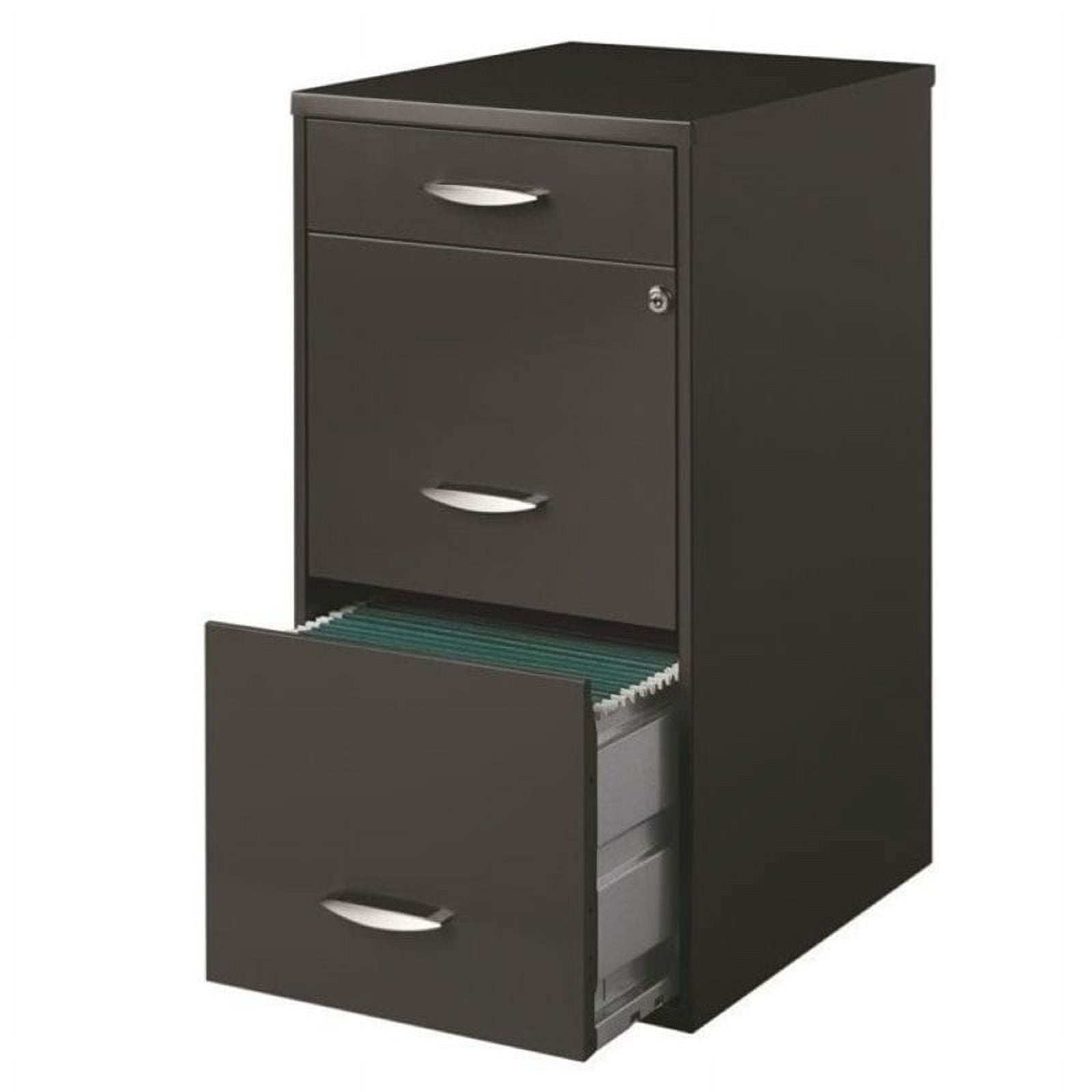Pemberly Row Fully Assembled 3Drawer Metal File with Lock, Charcoal